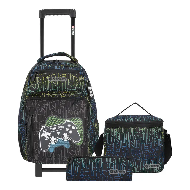Pack Mochila Con Ruedas Xtrem Run 5xt Gamer Negro