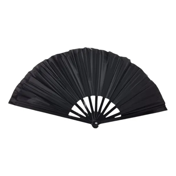 Leque De Mão Grande Taichi Kung Fu Dança Festa Liso 63x34 Cm Cor Preto Lisa