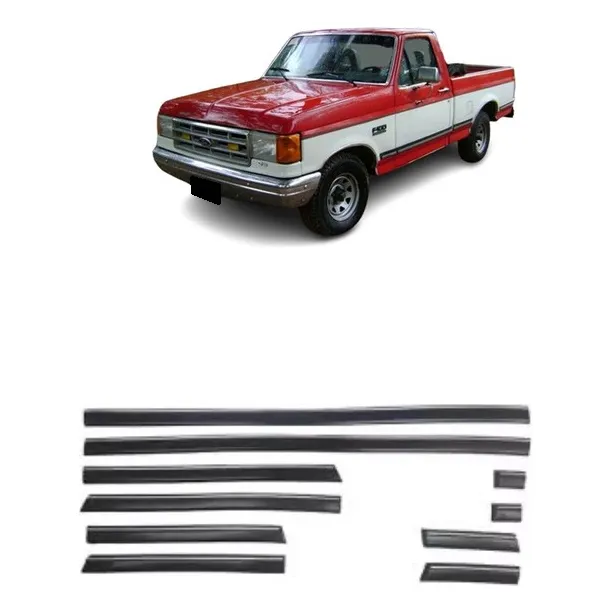 Ford F100 Xlt Baguetas Laterales Molduras Negras C/ Plateado