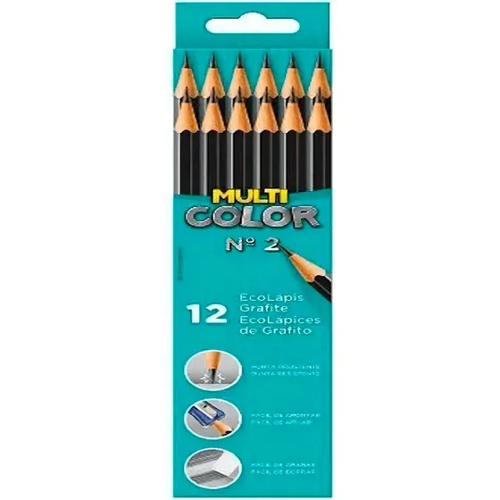 Lapis Preto Grafite Sextavado Multicolor Faber Cx C/12 Unds