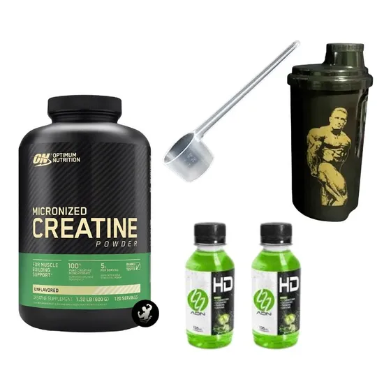 Creatina On 600gr + Scoop 5gr + Shaker Dorian + Botellas Sin Sabor
