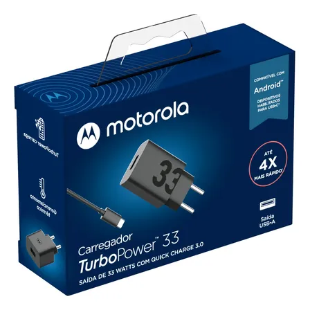 Carregador Original Motorola Turbo Power 33w Moto G75 Preto