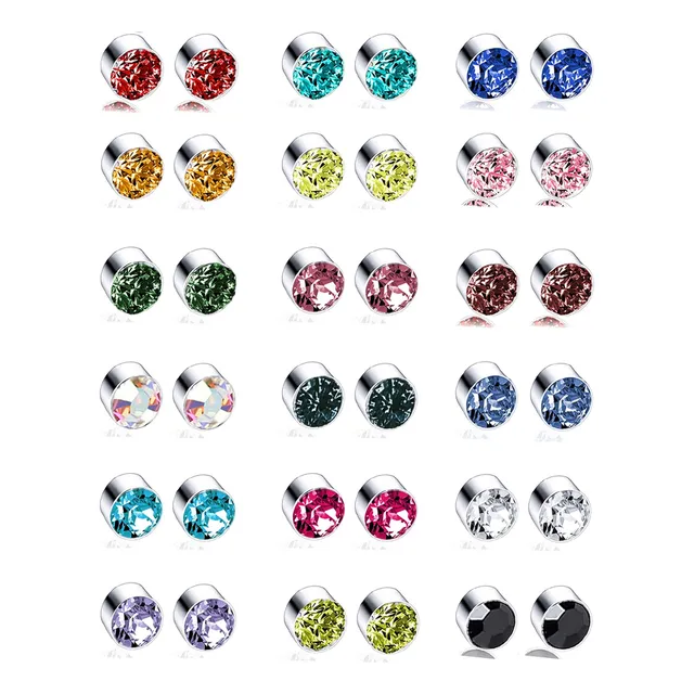 Torniro 18 Pares De Aretes Magnéticos De Colores Con Circoni