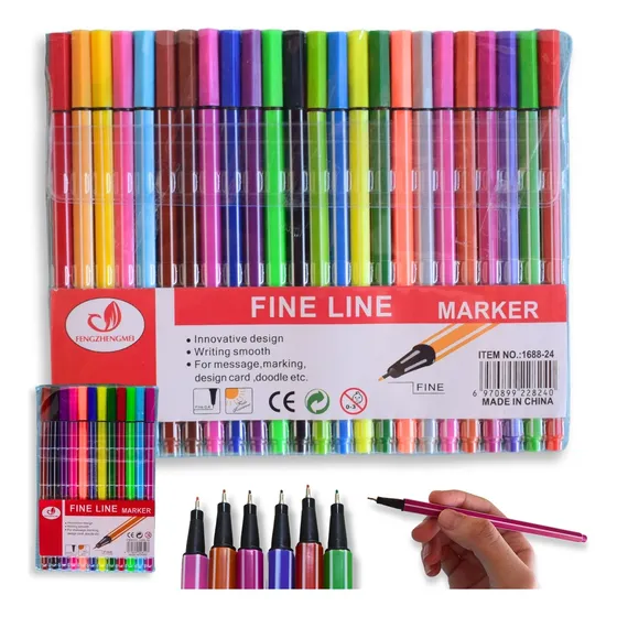 Caneta Fine Line Ponta Fina 24 Cores Vibrantes Lettering