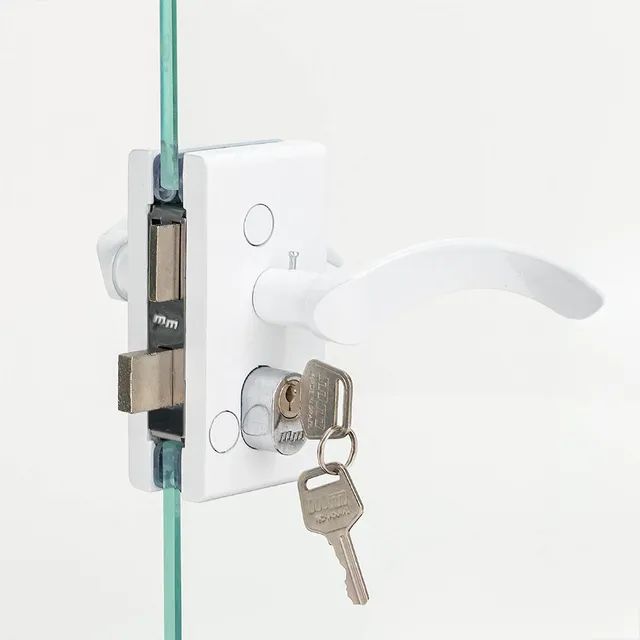 Fechadura 1520 Porta Vidro/alvenaria Com Maçaneta - Branco