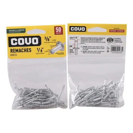 Remaches 1/8  X 3/8  (3.2mm X 9.5mm) Marca Covo (paq X 250)