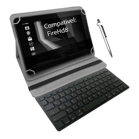 Capa Com Teclado Para Tablet Amazon Kindle Fire Hd8 2020