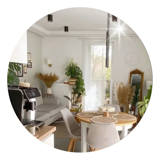 Espelho Redondo 70cm Lapidado Decorativo Multiuso Moldura Com Suporte De Fixar