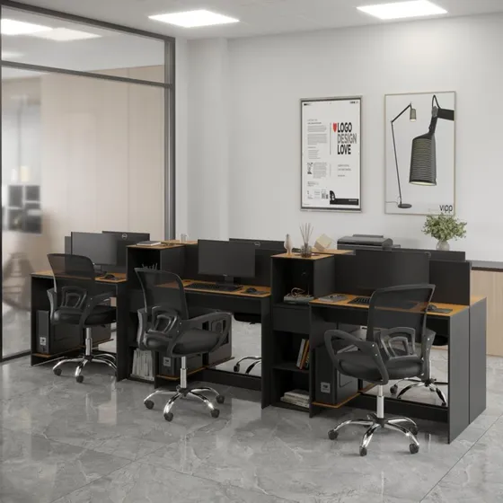 Estação Trabalho 6 Lugares Office Smart 6 Mesas 4 Armarios