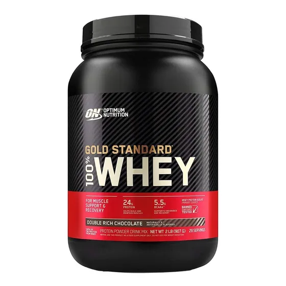 Suplemento em pó Optimum Nutrition Proteína Gold Standard 100% Whey sabor double rich chocolate em pote de 907g