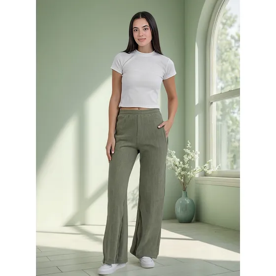 Pantalón Palazzo Mujer Zua Lana Waffle
