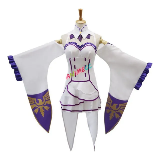 C Disfraz De Re Zero Emiria Cosplay Costume Re:life In A Bifferent World From Zero Emilia Cosplay Disfraz De Lolita Para Mujer Que Incluye: