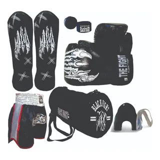Luva Muay Thai+caneleira+shorts+ Bolsa+ Bandagem Luva Muay Thai+caneleira+shorts+ Bolsa+ Bandagem