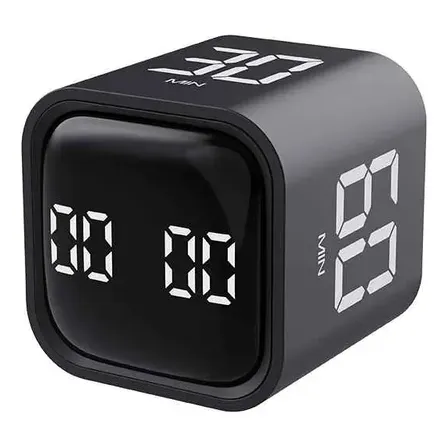 Cubo Temporizador Estudos Pomodoro Led Vibração Alarme Preto