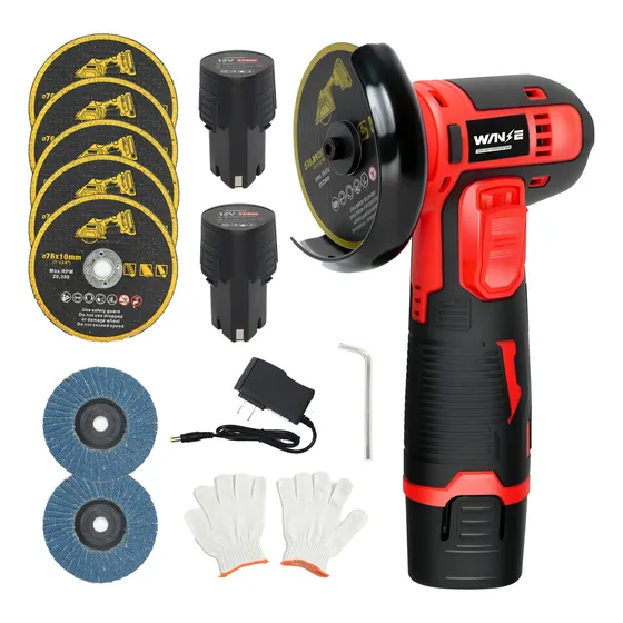 Esmeril Angular Mini Esmeriladora Inalámbrica Esmeril Pulido Lijadora Amoladora + 2 Baterías Rojo Wanse