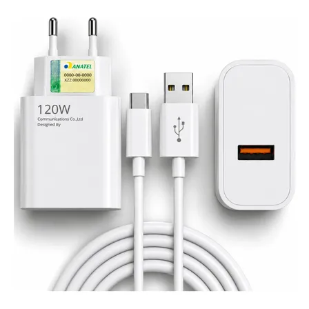 Carregador Turbo 120w Usb-c Para Xiaomi Redmi Note 12 13 14 Branco