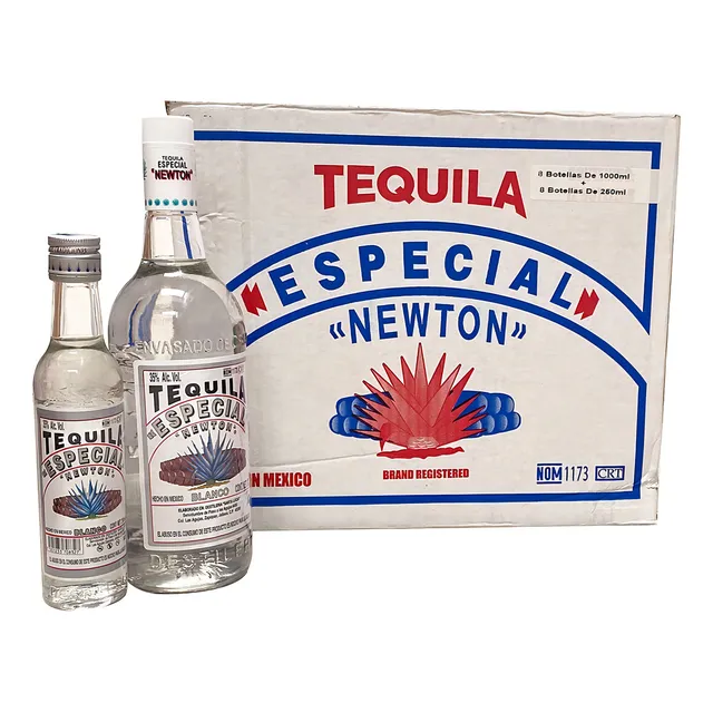 Caja Tequila Especial Newton Blanco 1l Con Pacha 200ml
