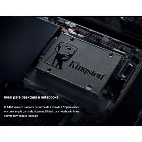 Unidad SSD Kingston A400 480GB, SATA3 2.5" velocidad 500MB/s