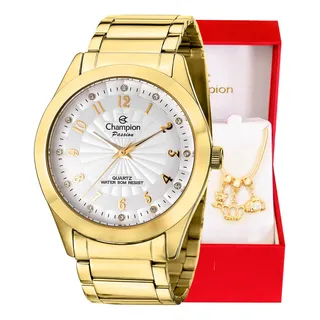 RelĂłgio Champion Feminino Dourado Luxo + Pulseira Berloques RelĂłgio Champion Feminino Dourado Luxo + Pulseira Berloques