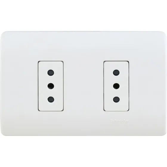 ENCHUFE DOBLE 2P+T 10A 250V ARMADO BLANCO GENESIS