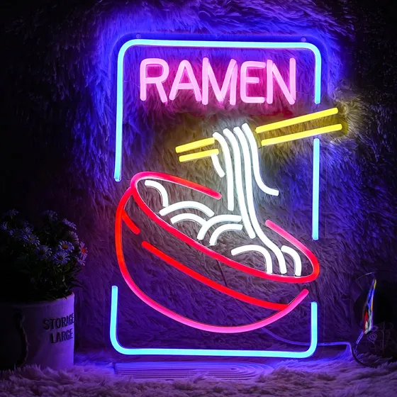 Letrero De Neón Ramen Luces Led Decoración 42 X 30 Cm