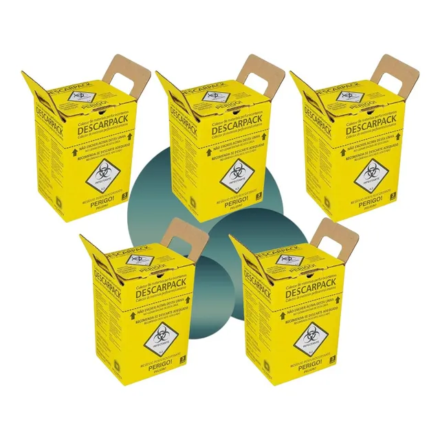 05 Caixas Coletora P/ Material Perfurocortante 3l Descarpack