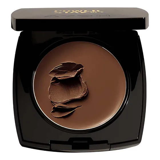 Base de maquiagem em base em creme Avon Ideal Face Base Compacta 3 em 1 Power Stay tom 520nq / marrom escuro - 9mL 9g