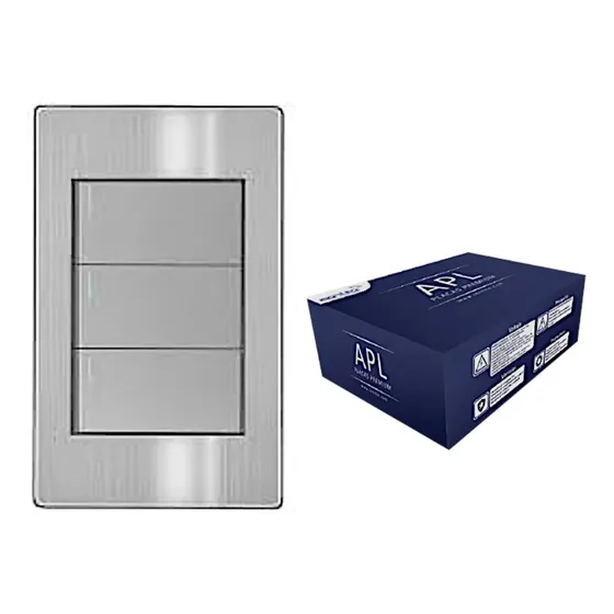 15 Pz Apagador Placa Metalica 3 Botones 3 Vias Acero Inox 15 A 127v Gris