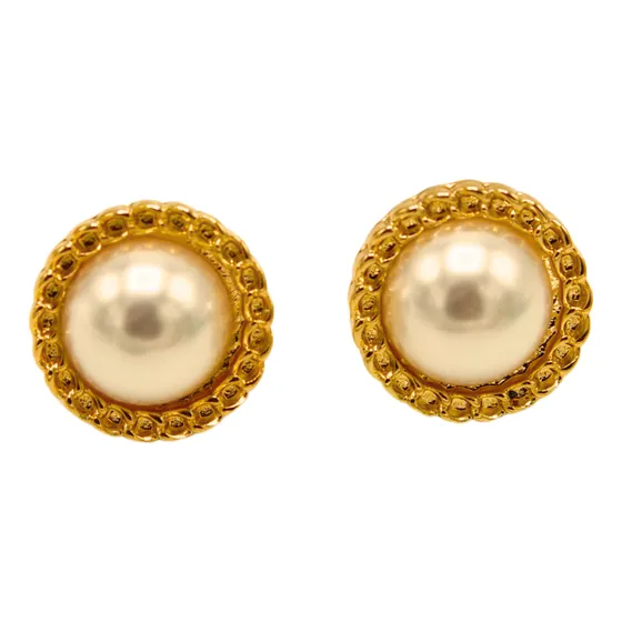 Aros Sin Perforacion Boton Redondo Perla Clip Elegante