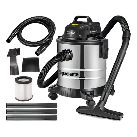 Aspirador Pó E Água Gradiente Turbo Vac 20l 1200w Inox Prata/preto 220v