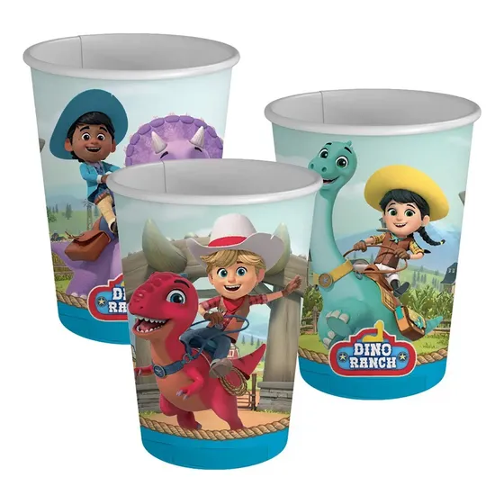 Vasos Cumpleaños Dino Ranch X 6 Cotillón Activarte Color Celeste