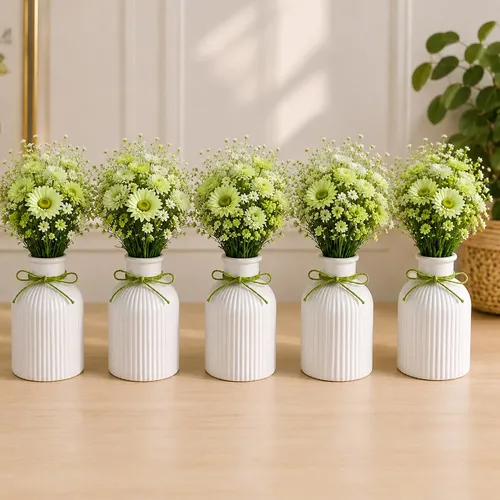 【2点】VINTAGE Monotone Flower Base Modern 2pcs Vintage Ceramic Flower Vase Home Office Floral Crystal