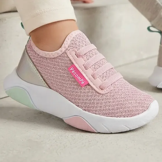 Tenis Infantil Rosa Menina Leve Calce Fácil Respirável Macio