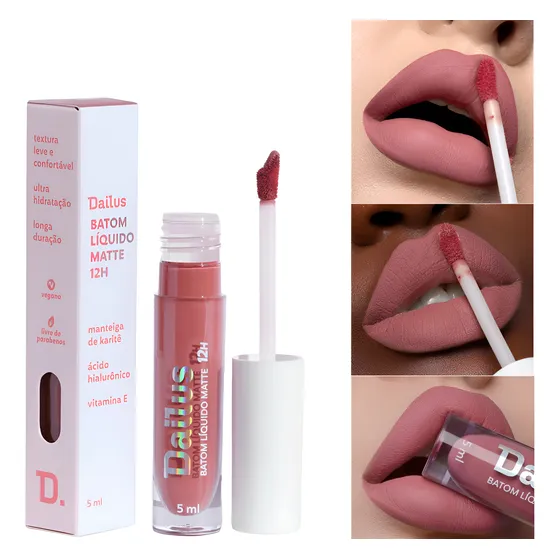 Batom Líquido Matte Cor Nude De Longa Duração Dailus