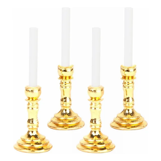 4×par Candelabros 1:12 Casa Muñecas En Miniatura Velas