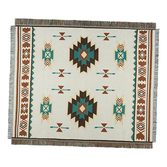 Sofá Bohemio Beige, Mantas Aztecas, Tejido Étnico, Bohemio