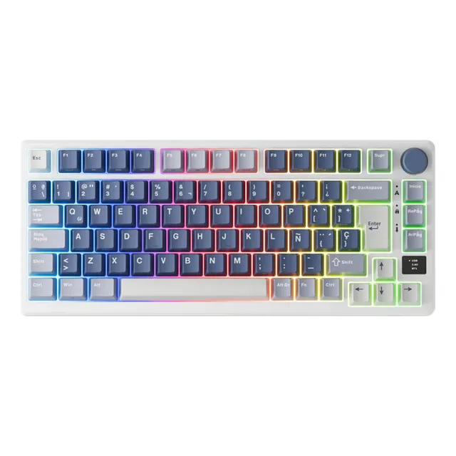 Teclado Wireless Royal Kludge Rkm75 75% Rgb Azul Sw Silver
