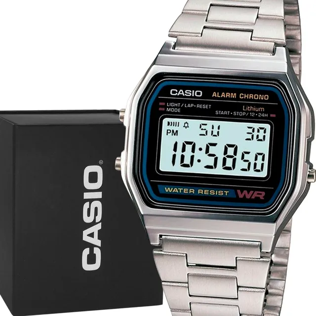Relógio Casio Prata Vintage Digital Original Prova D'água Prata Preto Prateado