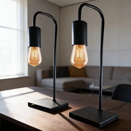 Combo X2 Veladores Mesa De Luz Dormitorio Industrial Vintage E27 Negro Gioluce
