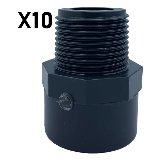 Adaptador Conector Pvc 3/4 Pulgada Macho Pega/rosca X10 Unid