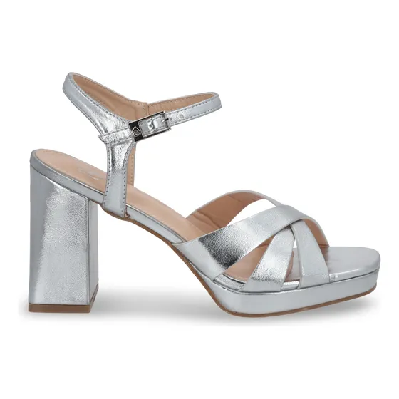 Sandalia Taco Plateada  Mujer 45902 Gotta