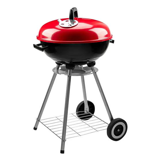 Parrillas A Carbon 85cm Alto Parrilla Redonda Móvil Asados Color Negro y Rojo