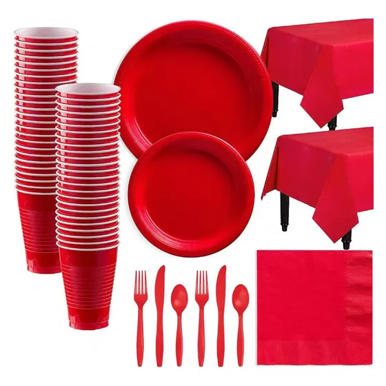 Set De Vajilla De Cumpleaños Desechable 20 Personas Rojo