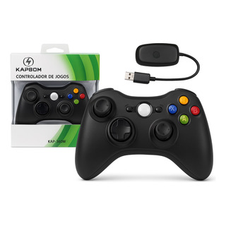 Controle Para Xbox 360/pc/tv S/fio Preto Kapbom Com Receptor Controle Para Xbox 360/pc/tv S/fio Preto Kapbom Com Receptor