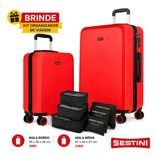 Conjunto 2 Malas De Viagem Abs P 10kg E M 23kg Com Segredo Cor