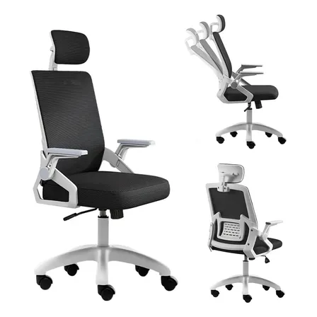 Silla Escritorio Ejecutiva Vbell Oficina Secretarial Ergonomic Negra Y Blanca...