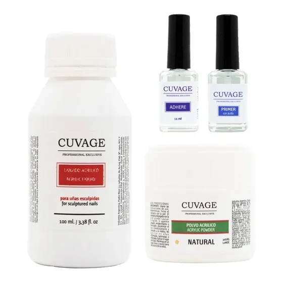 Kit Construcción Uñas Esculpidas Acrílico Combo Cuvage Color Natural