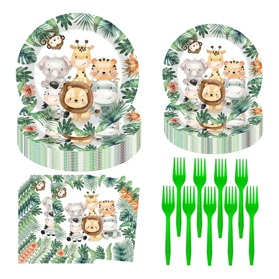Decoracion Safari Selva Para Baby Shower 96 Unidad Desechabl