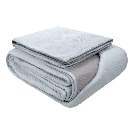 Colcha Matrimonial Queen Size Gris + Fundas Almohada