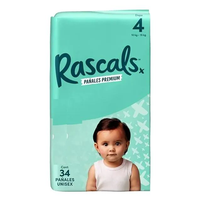 Pañal Etapa 4 Rascal Friends - Bolsa Con 34 Pañales